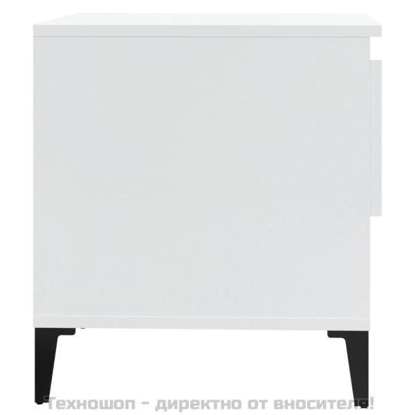 Странична маса, бял гланц, 50x46x50 см, инженерно дърво