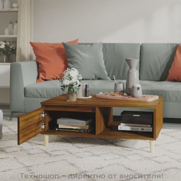 Кафе маса, кафяв дъб, 90x60x35 см, инженерно дърво