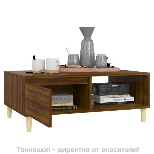 Кафе маса, кафяв дъб, 90x60x35 см, инженерно дърво