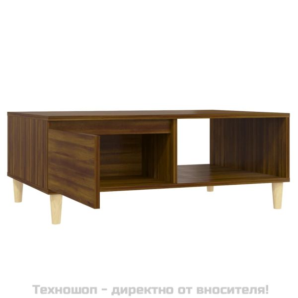 Кафе маса, кафяв дъб, 90x60x35 см, инженерно дърво
