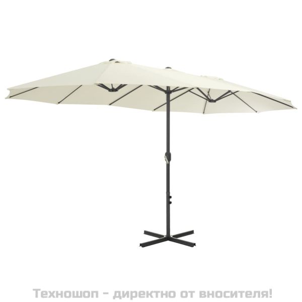 Градински чадър с алуминиев прът, 460x270 см, пясъчен