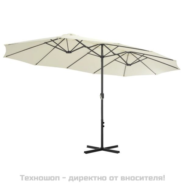 Градински чадър с алуминиев прът, 460x270 см, пясъчен