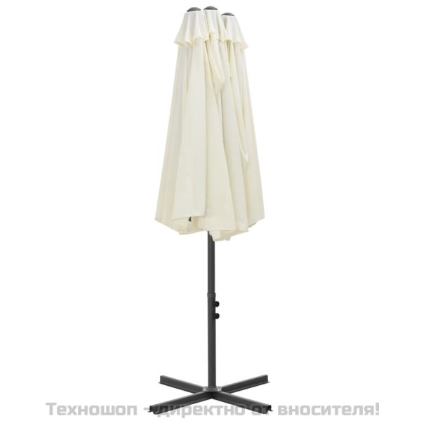 Градински чадър с алуминиев прът, 460x270 см, пясъчен