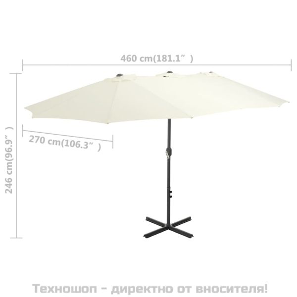 Градински чадър с алуминиев прът, 460x270 см, пясъчен