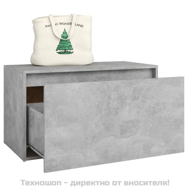 Пейка за коридор, 80x40x45 см, бетонно сива, инженерно дърво