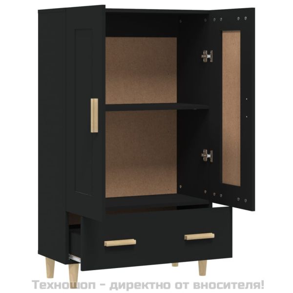 Висок шкаф, черен, 70x31x115 см, инженерно дърво