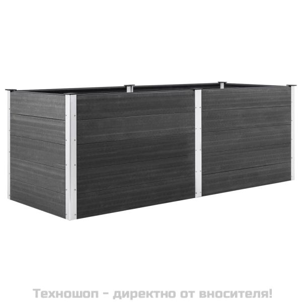 Градинска повдигната леха, 250x50x91 см, WPC, сива