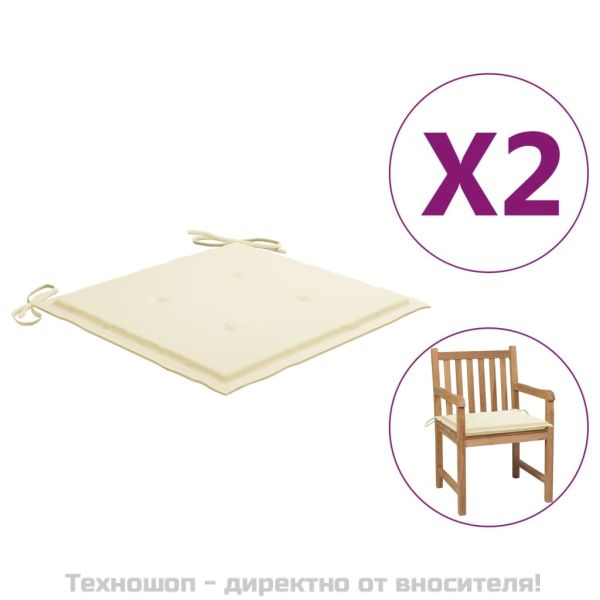 Възглавници за столове 2 бр кремави 50x50x4 см Оксфорд плат