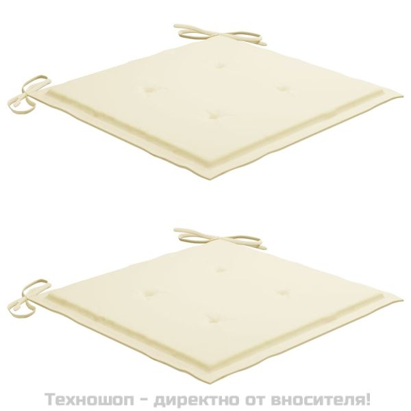 Възглавници за столове 2 бр кремави 50x50x4 см Оксфорд плат