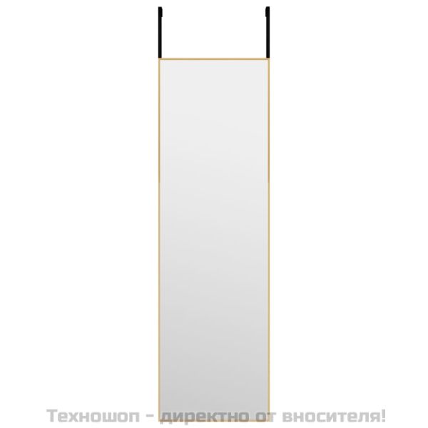 Огледало за врата, златисто, 30x100 см, стъкло и алуминий