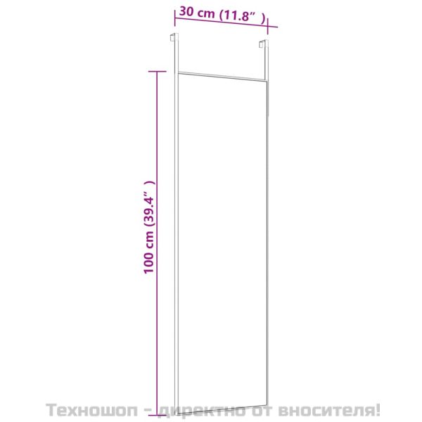 Огледало за врата, златисто, 30x100 см, стъкло и алуминий