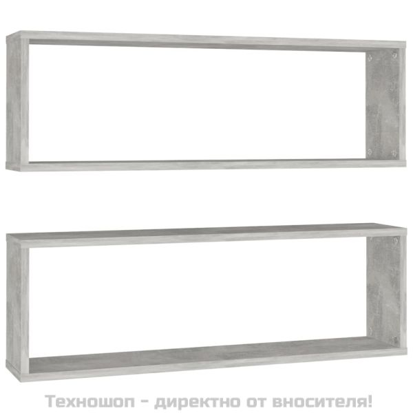 Стенни рафтове 2 бр бетонно сиви 80x15x26,5 см инженерно дърво