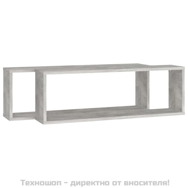 Стенни рафтове 2 бр бетонно сиви 80x15x26,5 см инженерно дърво
