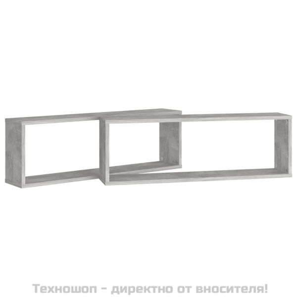 Стенни рафтове 2 бр бетонно сиви 80x15x26,5 см инженерно дърво