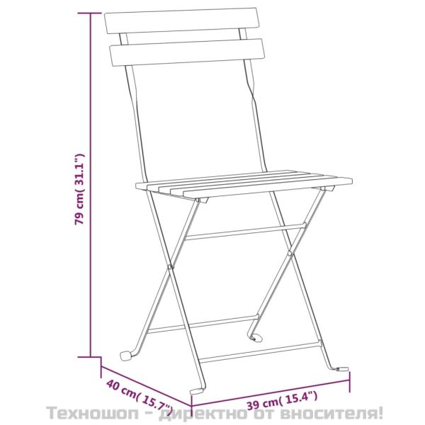 Сгъваеми градински столове, 8 бр, стомана и акация масив