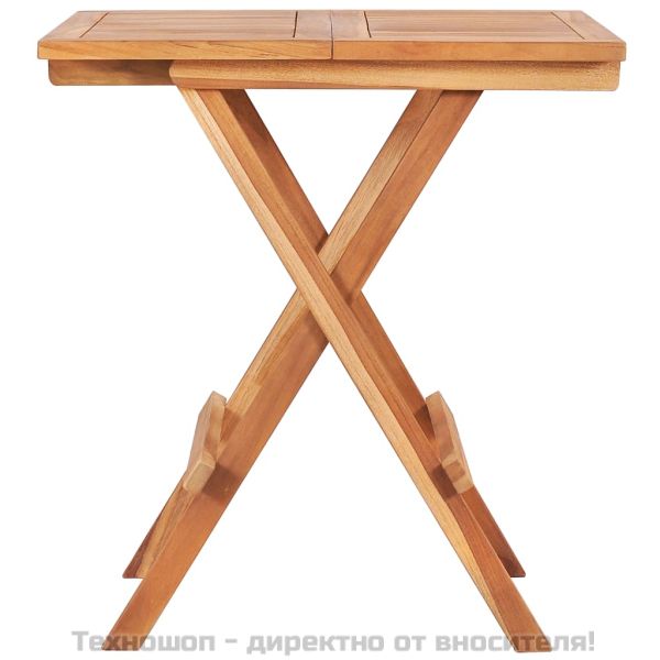 Градински бистро комплект, 3 части, сгъваем, тиково дърво масив