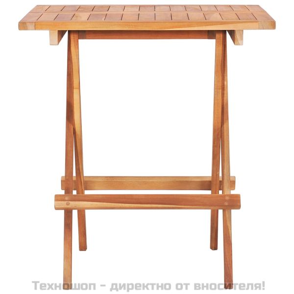 Градински бистро комплект, 3 части, сгъваем, тиково дърво масив