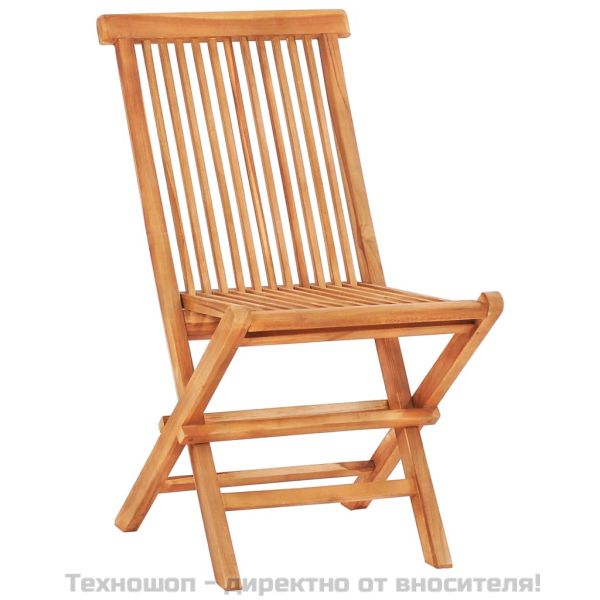 Градински бистро комплект, 3 части, сгъваем, тиково дърво масив