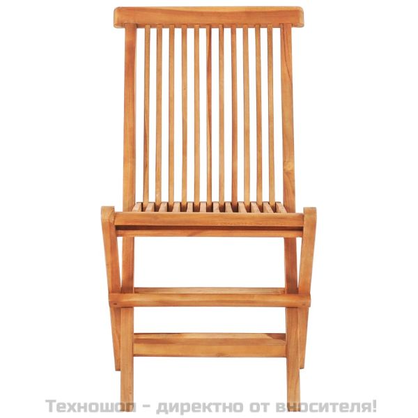 Градински бистро комплект, 3 части, сгъваем, тиково дърво масив