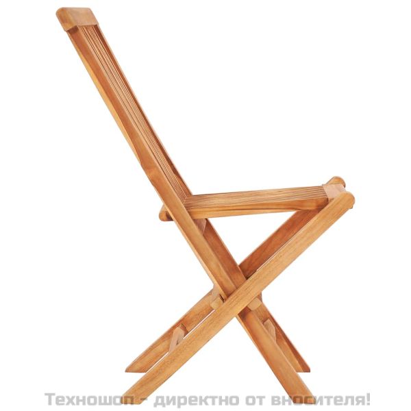 Градински бистро комплект, 3 части, сгъваем, тиково дърво масив