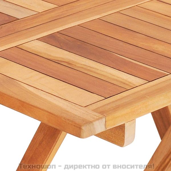 Градински бистро комплект, 3 части, сгъваем, тиково дърво масив