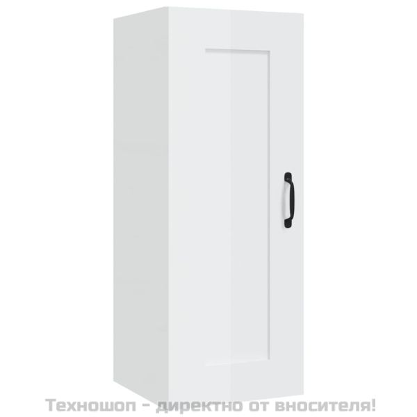 Окачен шкаф,Висок гланц бял, 35x34x90 см, инженерно дърво