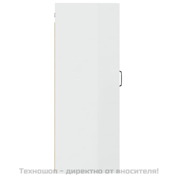 Окачен шкаф,Висок гланц бял, 35x34x90 см, инженерно дърво