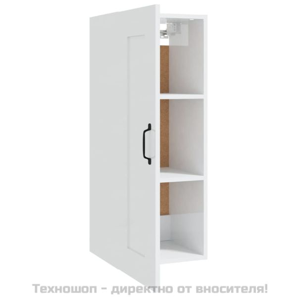 Окачен шкаф,Висок гланц бял, 35x34x90 см, инженерно дърво