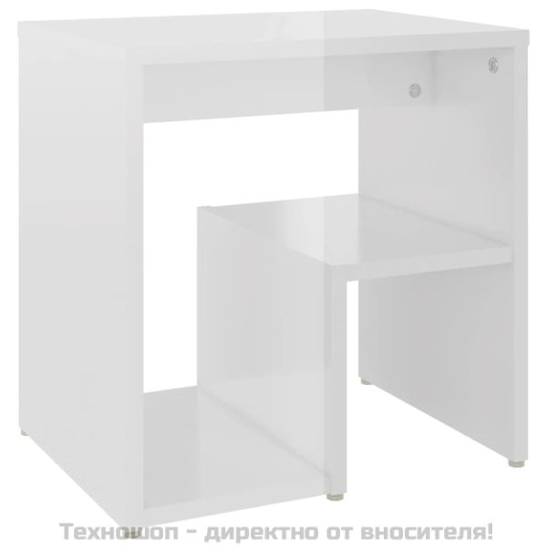 Шкафче за спалня, бял гланц, 2 бр, 40x30x40 см, инженерно дърво