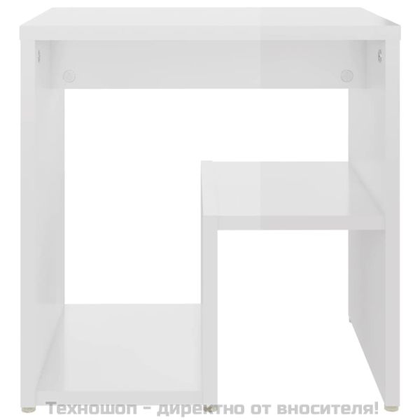 Шкафче за спалня, бял гланц, 2 бр, 40x30x40 см, инженерно дърво