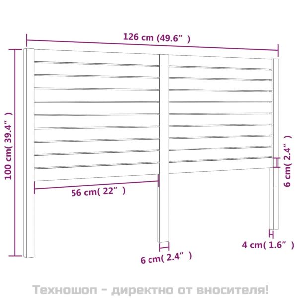 Горна табла за легло, бяла, 126x4x100 см, бор масив