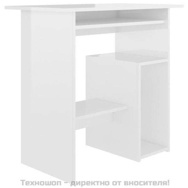 Бюро, бял гланц, 80x45x74 см, инженерно дърво