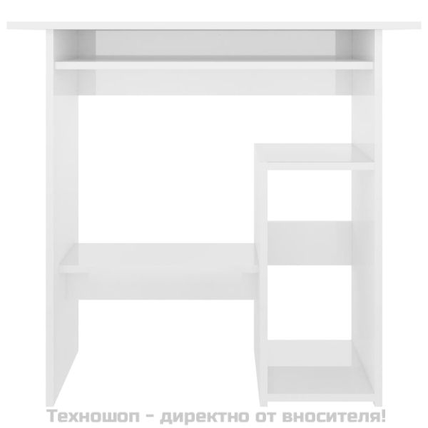 Бюро, бял гланц, 80x45x74 см, инженерно дърво