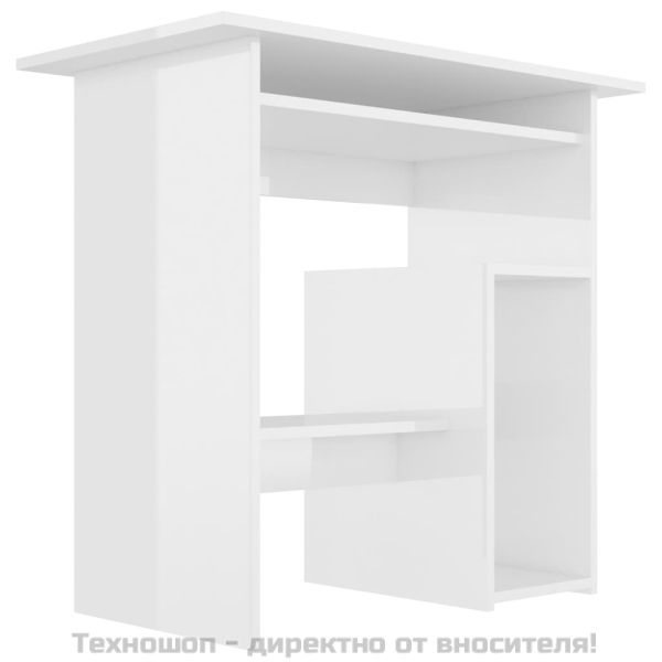 Бюро, бял гланц, 80x45x74 см, инженерно дърво