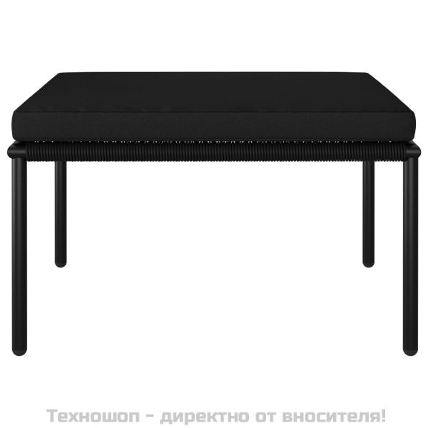 Градински комплект с възглавници, 3 части, черен, PVC