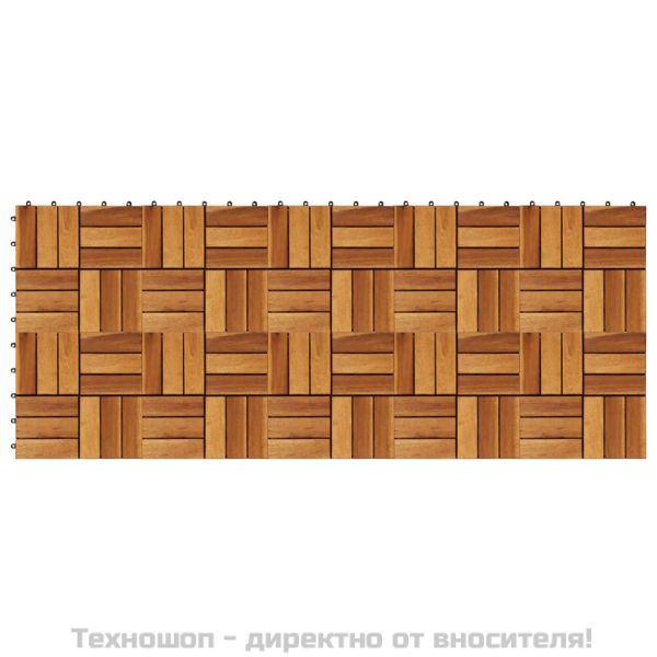 Декинг плочки, акациево дърво, 30 x 30 см - 10 броя