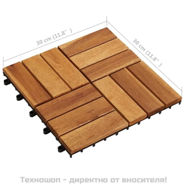 Декинг плочки, акациево дърво, 30 x 30 см - 10 броя