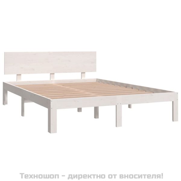 Рамка за легло, бяла, дърво масив, 135x190 cм, Double