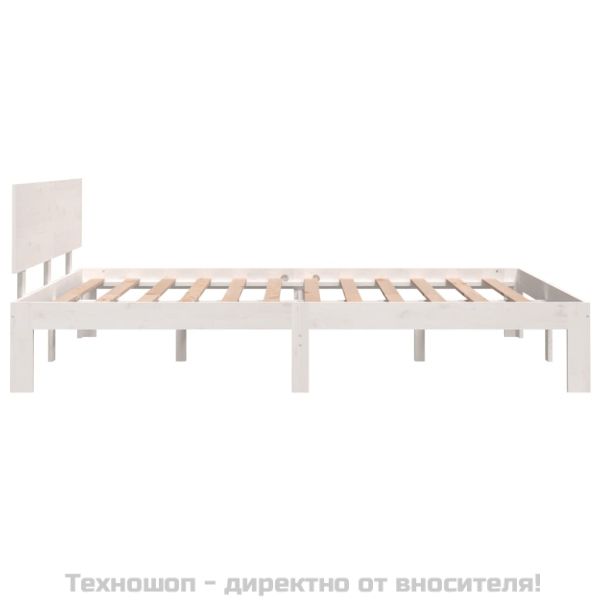Рамка за легло, бяла, дърво масив, 135x190 cм, Double