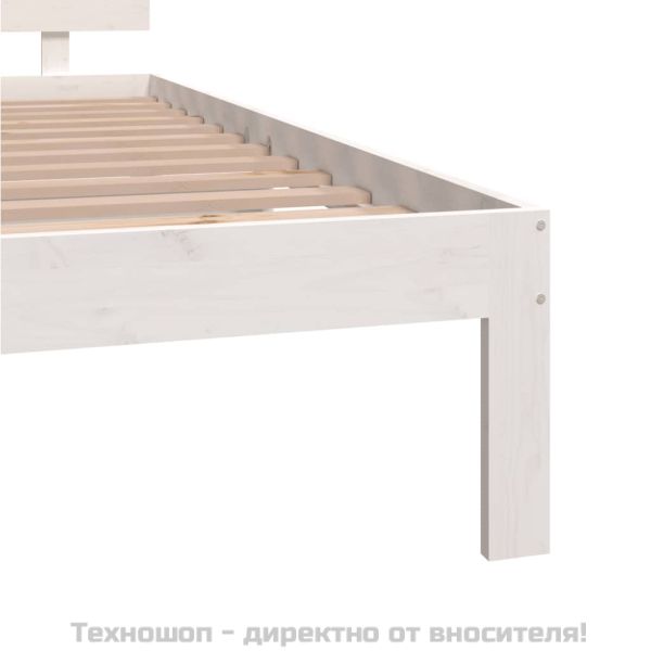 Рамка за легло, бяла, дърво масив, 135x190 cм, Double