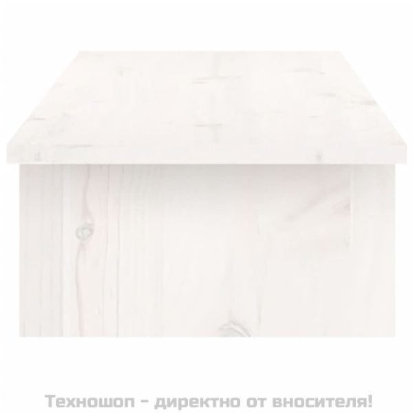 Поставка за монитор, бяла, 100x27x15 см, бор масив