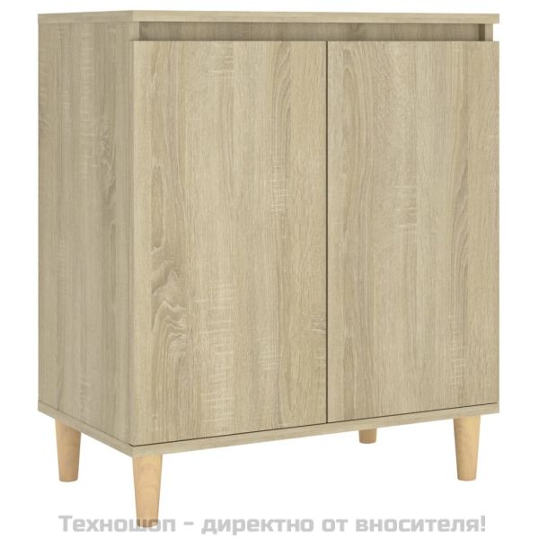 Шкаф с дървени крака масив, дъб сонома, 60x35x70 см