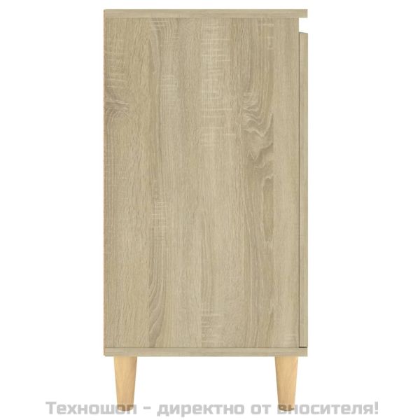 Шкаф с дървени крака масив, дъб сонома, 60x35x70 см