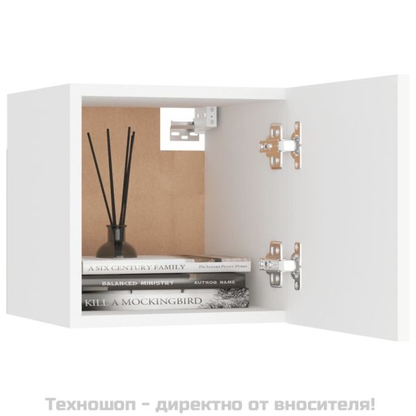 ТВ шкаф за стенен монтаж, бял, 30,5x30x30 см