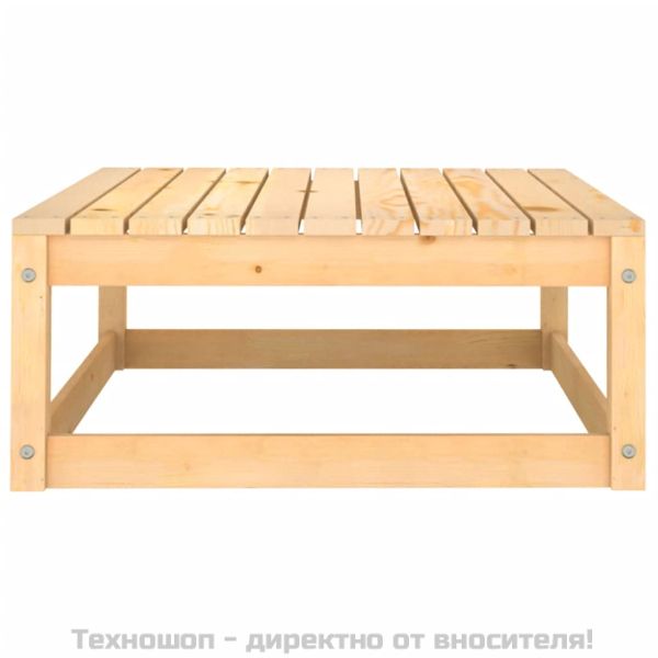 Градинска табуретка с възглавница, борова дървесина масив