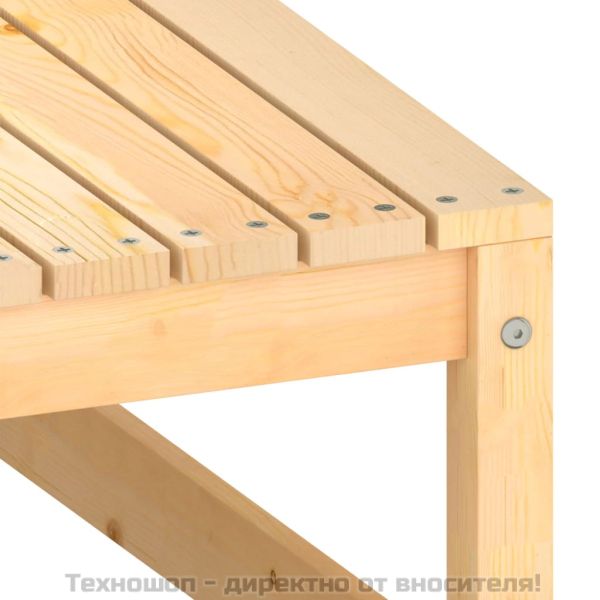 Градинска табуретка с възглавница, борова дървесина масив