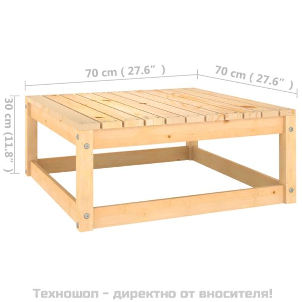 Градинска табуретка с възглавница, борова дървесина масив