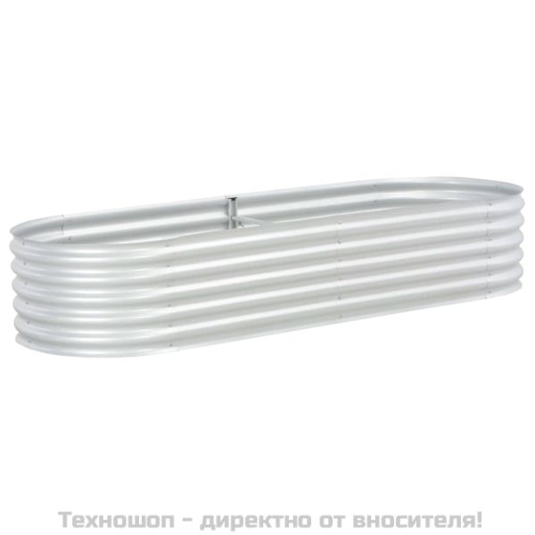 Градинска висока леха 240x80x44 см поцинкована стомана сребро