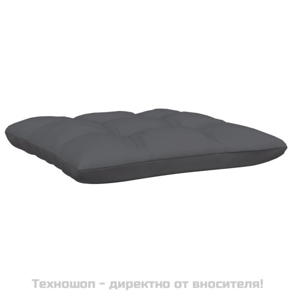 Градинска табуретка с възглавница антрацит, бяла, бор масив