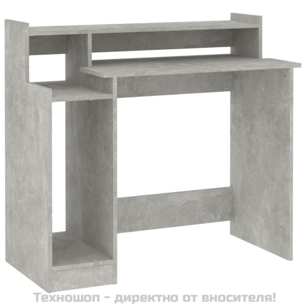 Бюро с LED, бетонно сиво, 97x45x90 см, инженерно дърво